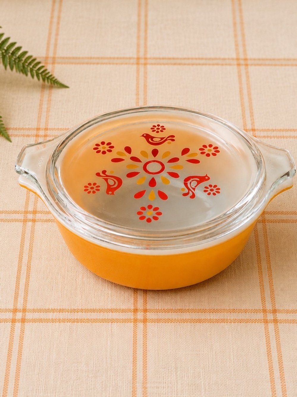 Vintage Pyrex Friendship Covered Casserole Dish w Lid Birds & Flowers
